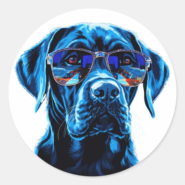 Adesivo Cão na moda com óculos de sol reflexivos (Frente)