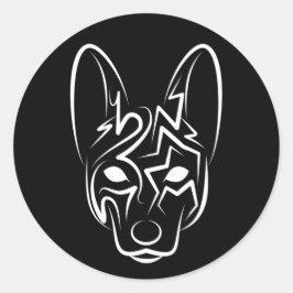 Adesivo Cão Negro e Tribal Branco