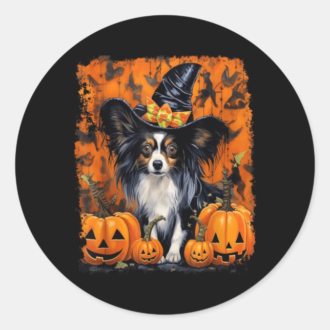 Adesivo Cão Papillon Halloween (Frente)