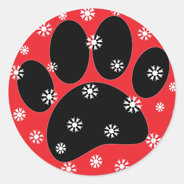 Adesivo Cão Pawprint Natal Flocos de Neve Personalizados (Frente)