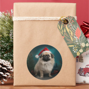 Adesivo Cão Pequinês na Neve Natal