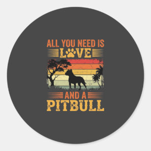 Adesivo Cão Pitbull Amor Retro Pôr do Sol
