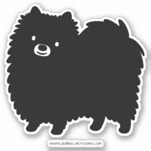 Adesivo Cão preto bonito de Pomeranian   Pommie macio Pom