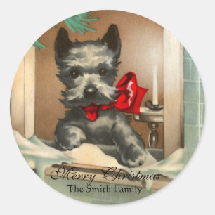 Adesivo Cão preto do Scottie no vermelho da janela