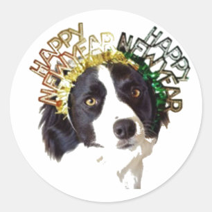 Adesivo Cão que veste chapéus do feliz ano novo