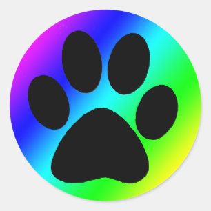 Adesivo Cão redondo Paw.png do arco-íris