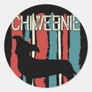 Adesivo Cão retro de Chiweenie do vintage
