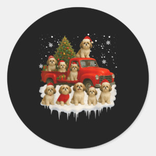 Adesivo Cão Shih Tzu Caminhão Vermelho Árvore de Natal Pap