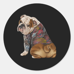 Adesivo Cão-Touro Inglês Com Dragão Japonês Tattoo Irezu