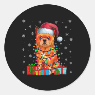 Adesivo Cão Ugly Xmas Lights Santa Hat Bruxelas Griffon Ch
