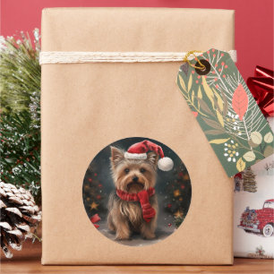 Adesivo Cão Yorkshire Terrier na Neve Natal