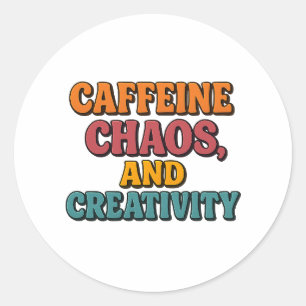 Adesivo Caos de Cafeína e Vinheta de Criatividade - Retro