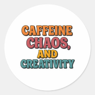Adesivo Caos de Cafeína e Vinheta de Criatividade - Retro