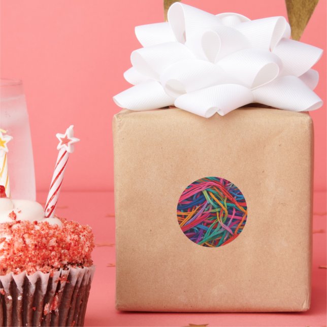 Adesivo Caos de Thread Vibrante - Impressão de Arte Têxtil (Festa)