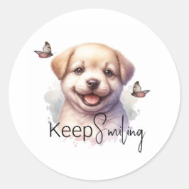Adesivo Cãozinho Bonito Continue Sorrindo Personalizado
