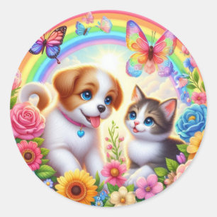 Adesivo Cãozinho/cachimbo/arco-íris de gatinho