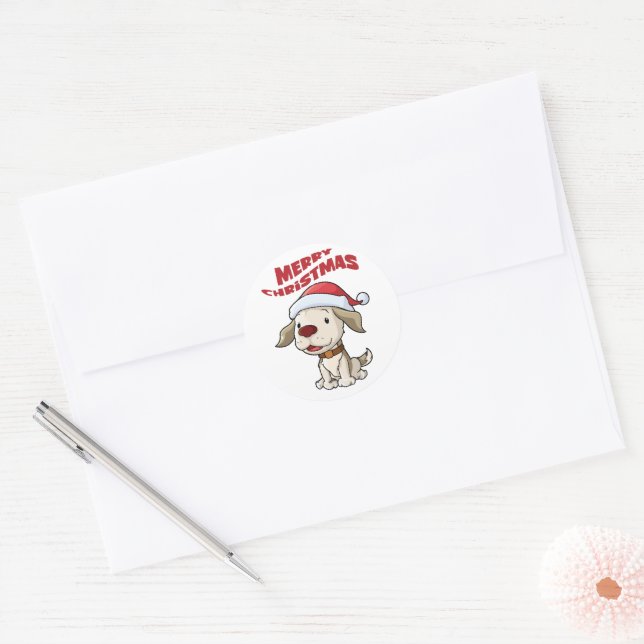 Adesivo Cãozinho giro Feliz Natal (Envelope)