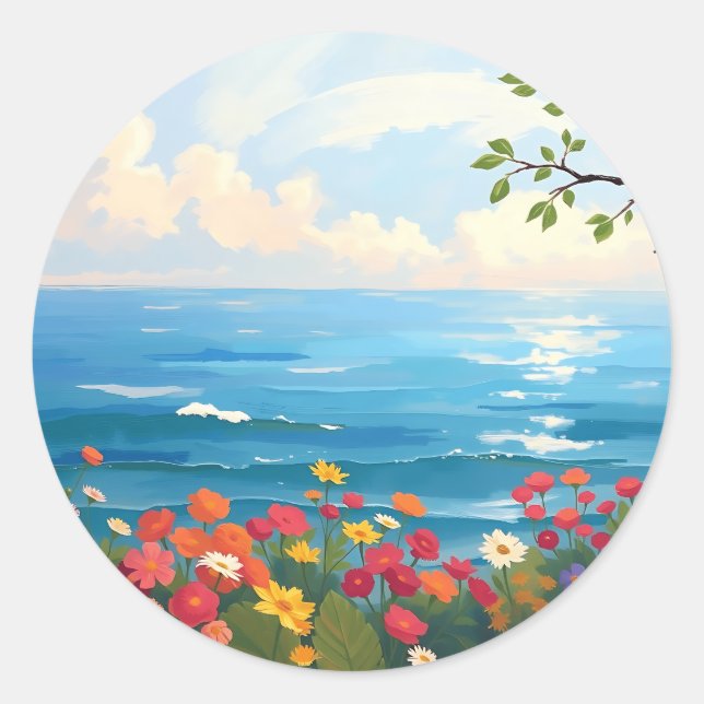 Adesivo Capa de Mar Impressionista com Jardim Bloqueador (Frente)