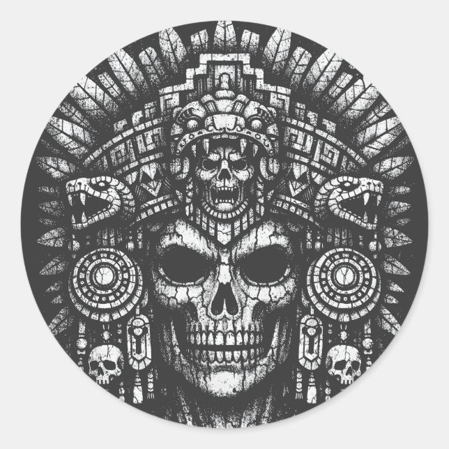 Adesivo Capacete de Caveira Asteca por BurnsInHell (Frente)
