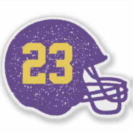 Adesivo Capacete de futebol personalizado número roxo amar
