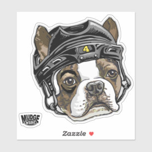 Adesivo Capacete de Hóquei em Boston Terrier 4