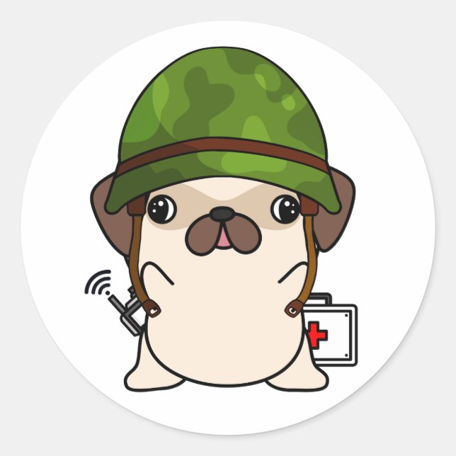 Adesivo Capacete de Visto de Cute Pug (Frente)