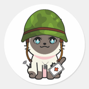 Adesivo Capacete do exército de Visto Siamese Cat