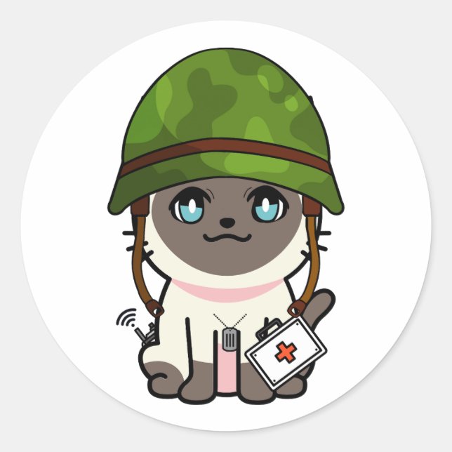 Adesivo Capacete do exército de Visto Siamese Cat (Frente)