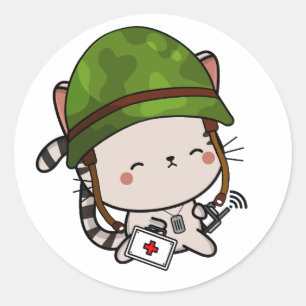 Adesivo Capacete do exército de Visto Tabby Cat