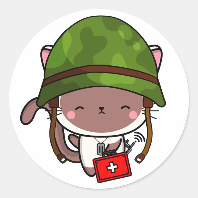 Adesivo Capacete do exército de Visto White Cat (Frente)