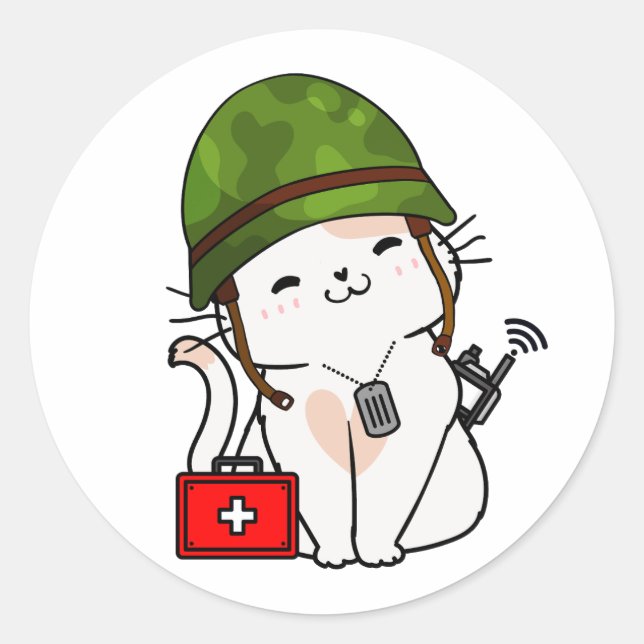 Adesivo Capacete do exército de Visto White Cat (Frente)