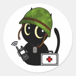 Adesivo Capacete do Exército Vestido de Gato Negro