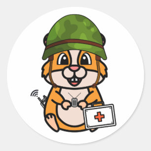 Adesivo Capacete do exército Vestido pelo Hamster