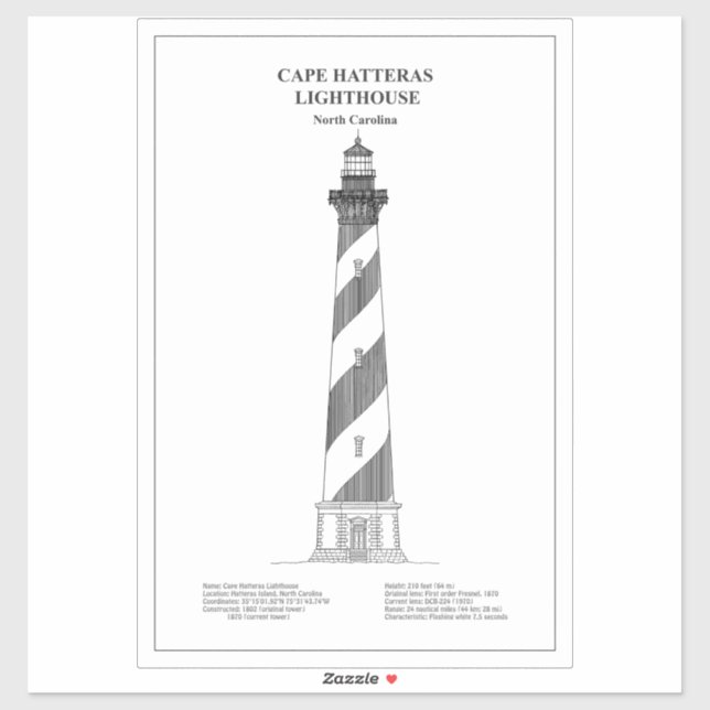 Adesivo Cape Hatteras Lighthouse - Carolina do Norte - BD (Folha)