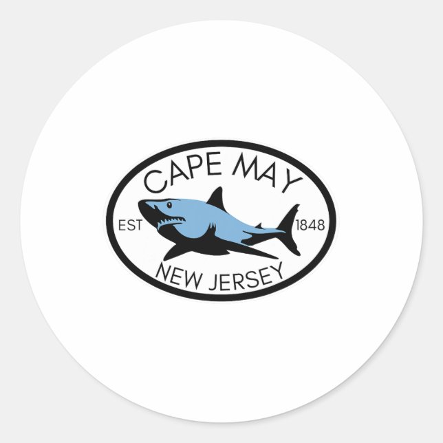 Adesivo Cape May New Jersey Fishing Shark Fish Beach Boati (Frente)