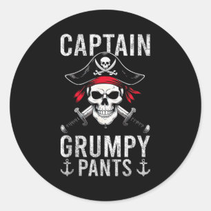 Adesivo Capitão Calças Mal-Humoradas Humor Pirata Crânio G