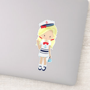 Adesivo Capitão de Barco, Capitão, Garota Bonita, Cabelo L