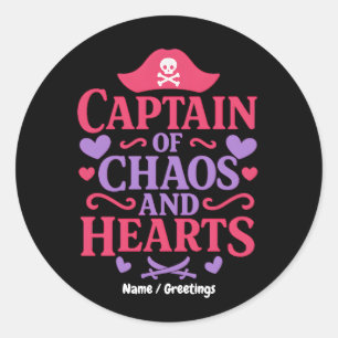 Adesivo Capitão do Caos e Pirata Gráfico de Corações