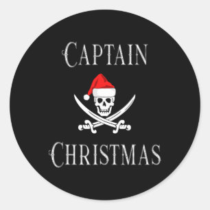Adesivo Capitão Férias de Natal Pirata Caveira Chapéu de P