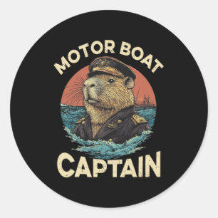 Adesivo Capitão Funny Capybara Mariner de Barcos Motor
