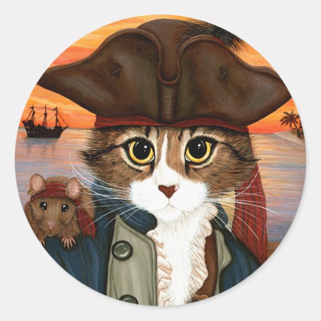 Adesivo Capitão Leo, Pirata Cat & Rat Fantasy Art Sticker (Frente)