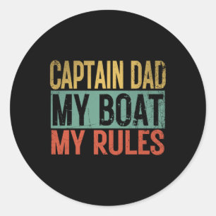 Adesivo Capitão Pai Meu Barco Minhas Regras Divertido Retr