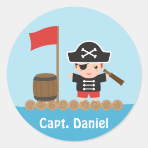Adesivo Capitão Pirata do Oceano Bonito Menino da Jangada