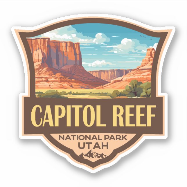 Adesivo Capitol Reef National Park Ilustração de Arte Retr (Frente)