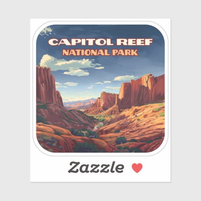 Adesivo Capitol Reef National Park Utah Desert Vintage (Folha)