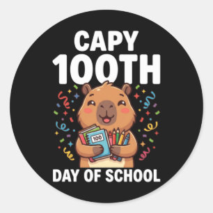 Adesivo Capivara 100º Dia De Escola Capy Animal Fofo