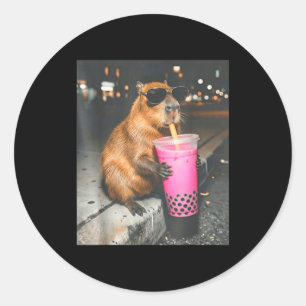 Adesivo Capivara bebendo chá boba gelado meme engraçado de