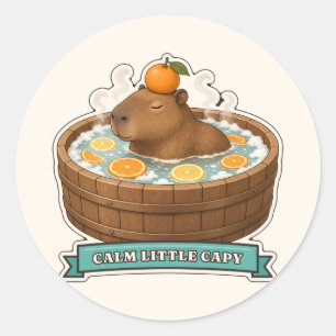 Adesivo Capivara calma em uma banheira de madeira