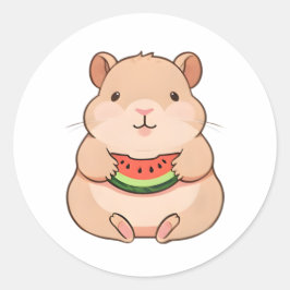 Adesivo Capivara Chibi Kawaii Comendo Fatia de Melancia