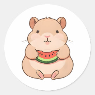 Adesivo Capivara Chibi Kawaii Comendo Fatia de Melancia